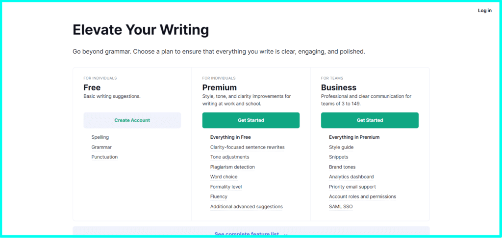 Grammarly Pricing Plans