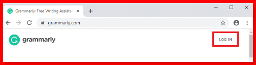 Grammarly click on login